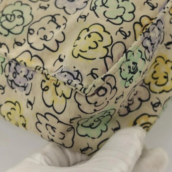 CHANEL Camelia COCO Mark Tote Bag Cotton Multicolor CC Auth BA3738 - Picture 4 of 16